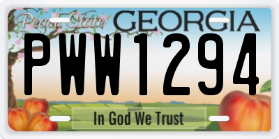 GA license plate PWW1294