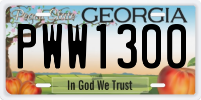 GA license plate PWW1300