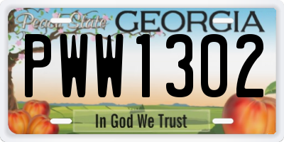 GA license plate PWW1302