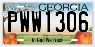 GA license plate PWW1306