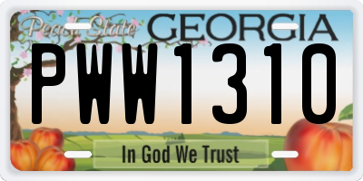 GA license plate PWW1310