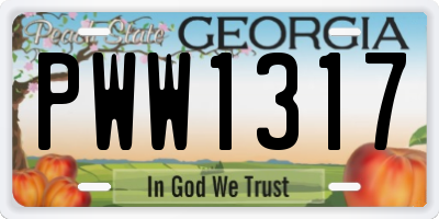 GA license plate PWW1317