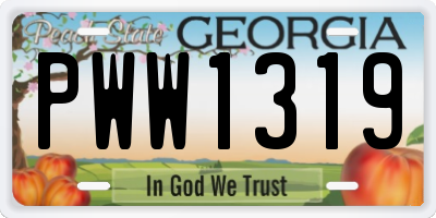 GA license plate PWW1319