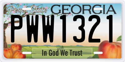 GA license plate PWW1321
