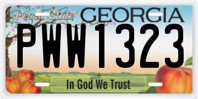 GA license plate PWW1323