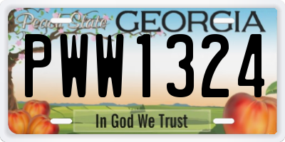 GA license plate PWW1324
