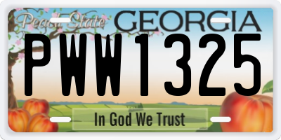 GA license plate PWW1325