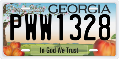 GA license plate PWW1328