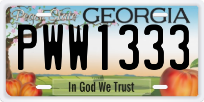 GA license plate PWW1333