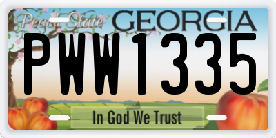 GA license plate PWW1335