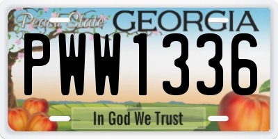 GA license plate PWW1336