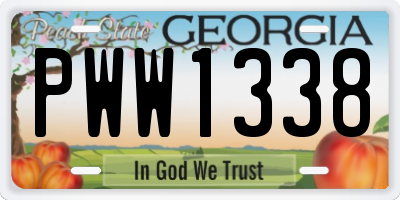GA license plate PWW1338
