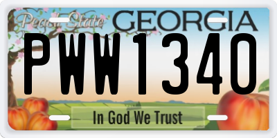 GA license plate PWW1340