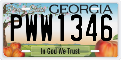 GA license plate PWW1346