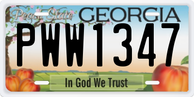GA license plate PWW1347