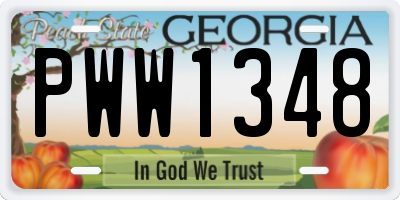 GA license plate PWW1348
