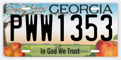 GA license plate PWW1353