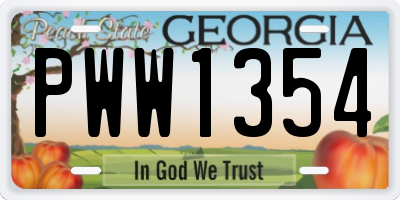 GA license plate PWW1354