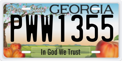 GA license plate PWW1355