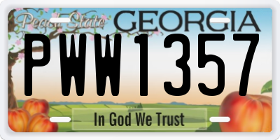 GA license plate PWW1357