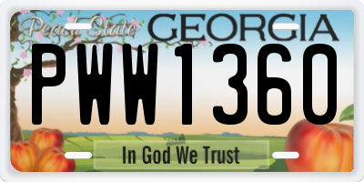 GA license plate PWW1360