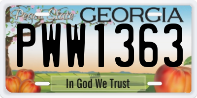 GA license plate PWW1363