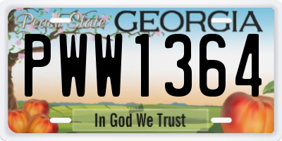 GA license plate PWW1364