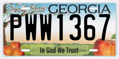 GA license plate PWW1367
