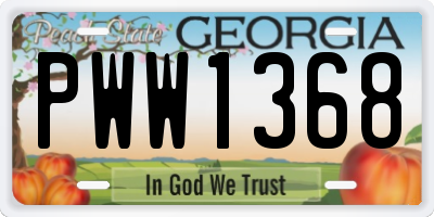 GA license plate PWW1368