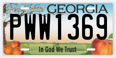 GA license plate PWW1369