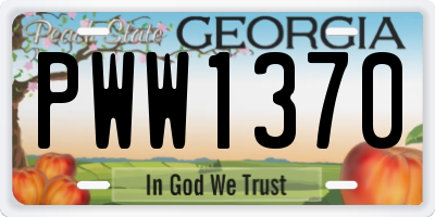 GA license plate PWW1370