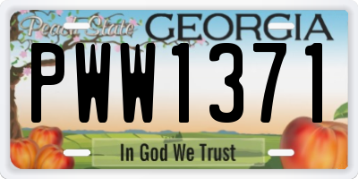 GA license plate PWW1371