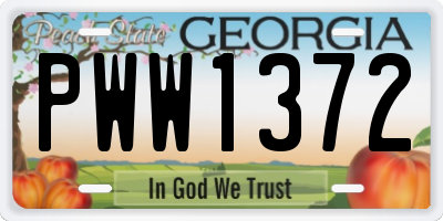 GA license plate PWW1372