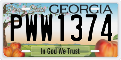 GA license plate PWW1374