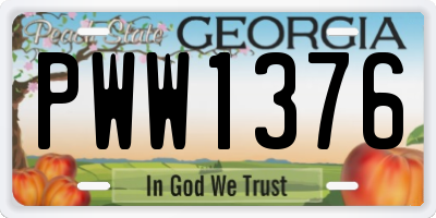 GA license plate PWW1376