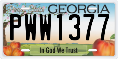 GA license plate PWW1377