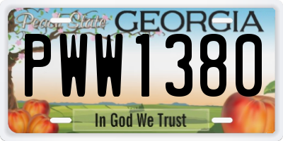 GA license plate PWW1380