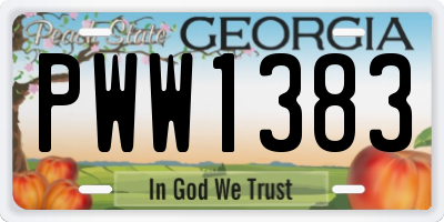 GA license plate PWW1383