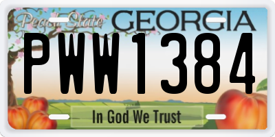 GA license plate PWW1384