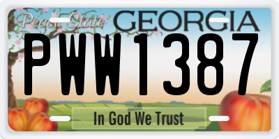 GA license plate PWW1387