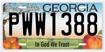 GA license plate PWW1388