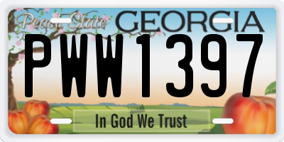GA license plate PWW1397