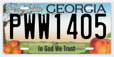 GA license plate PWW1405