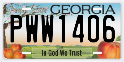 GA license plate PWW1406