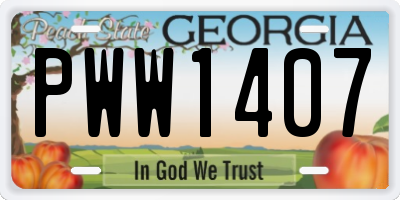 GA license plate PWW1407