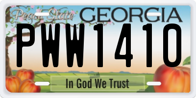GA license plate PWW1410
