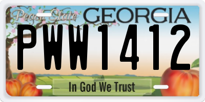 GA license plate PWW1412