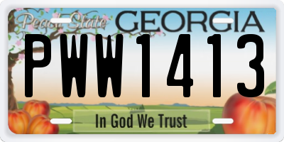 GA license plate PWW1413