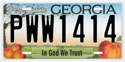 GA license plate PWW1414