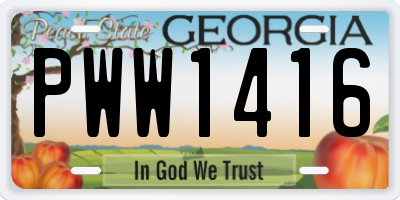 GA license plate PWW1416